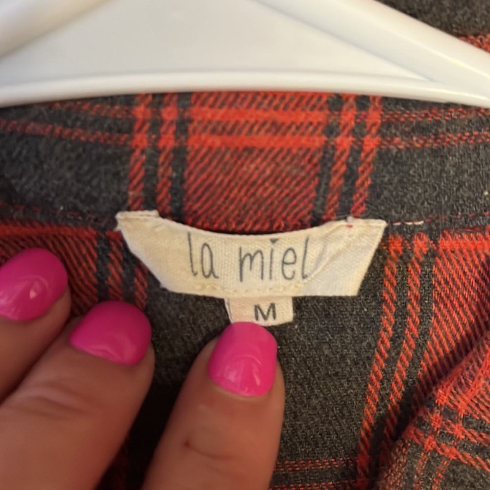 Salmon and Grey checkered flannel - Picture 2 of 2